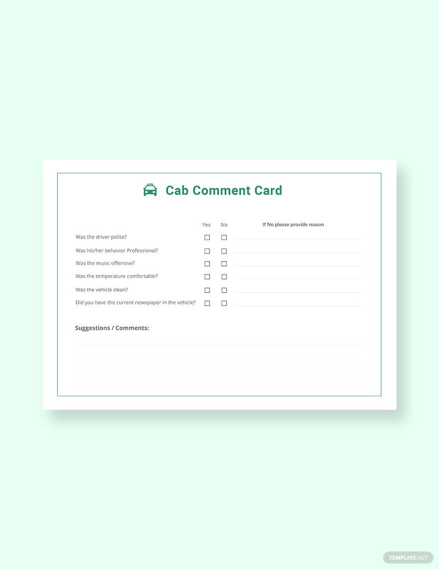 Comment Card Word Templates Design, Free, Download